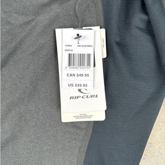 Rip Curl Swimwear UV Tee Performance Fit Mens Large Short Sleeve Black - Picture 4 of 7